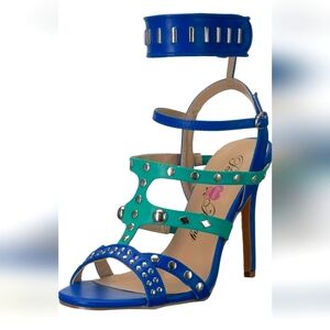 Blue and Green Studded Women's Sandals